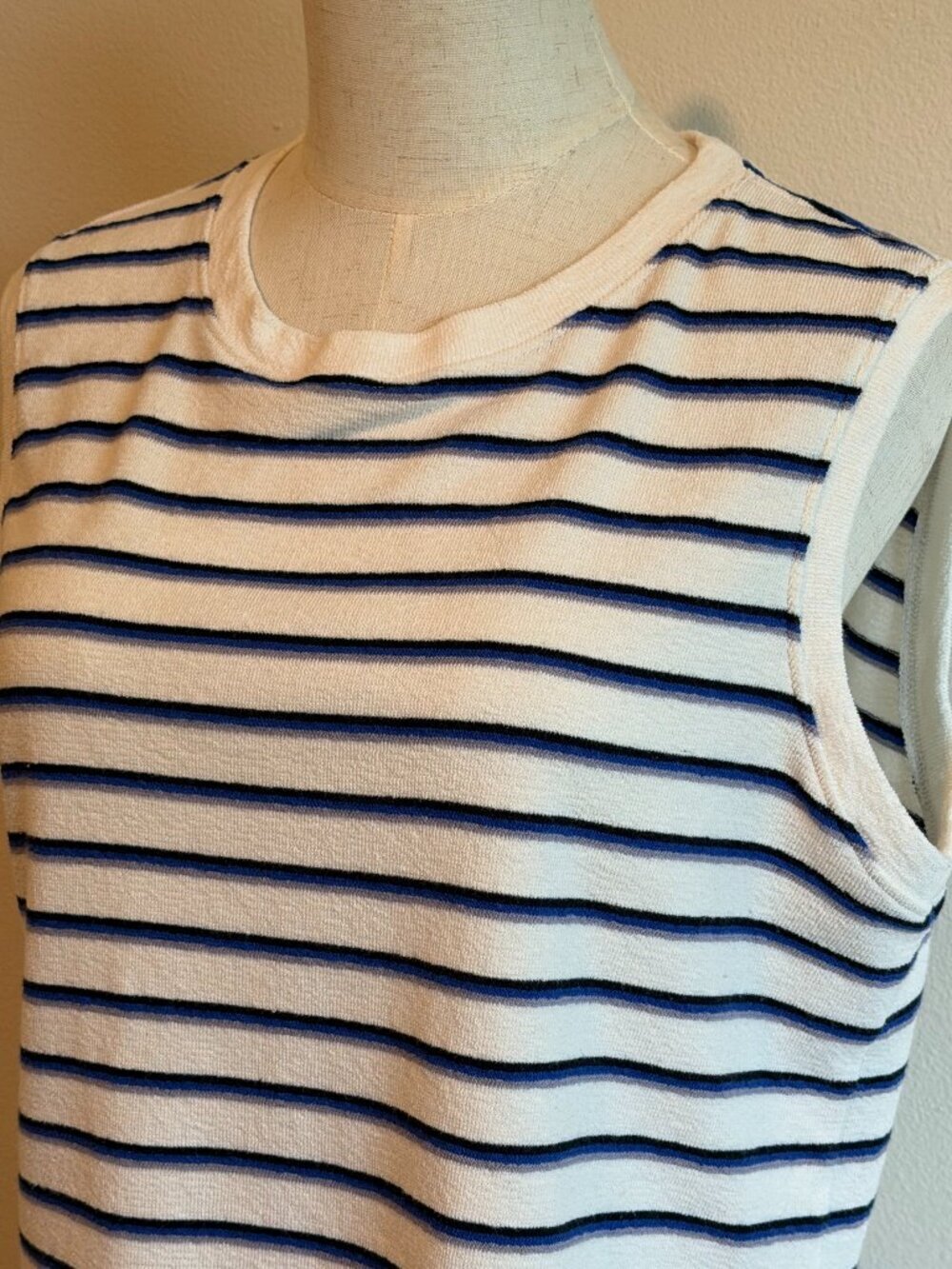 Sonoma Minimalist Knit Tank Top Cream Blue L - Picture 3 of 6